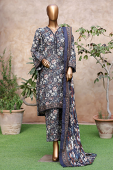 Bin Saeed Stitched 3 Piece Exclusive Printed Khaddar Vol-05 Collection'2025-WK-2406-Grey